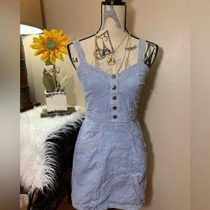 100% Cotton Blue Denim pinstripe mini dress. ADORABLE elastic back. Sz small